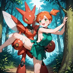 ai_generated bug female kasumi_(pokemon) nintendo pokemon pokemon_(species) pokephilia scizor sex silverknight395