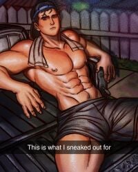 backwards_baseball_cap big_pecs frat_boy gay invincible invincible_(tv_series) male male_only mark_grayson muscular muscular_male solo solo_focus solo_male towel towel_around_neck vaile_valley