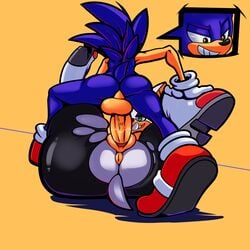 anthro armpits bat big_penis clothing female hedgehog huge_cock male mammal penis rouge_the_bat simple_background sonic_(series) sonic_the_hedgehog superbunnygt torn_clothing werebat wolflance