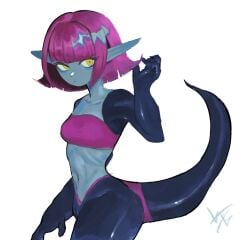 1girls alien alien_girl alien_humanoid alien_look_like_human blue_skin blue_skinned_female breasts clothed dinaurian dinosaur dinosaur_girl dinosaur_humanoid duna duna_nichs facial_markings female female_focus female_humanoid female_only fossil_fighters humanoid looking_at_viewer magenta_hair magenta_hair_female nintendo non-mammal_breasts reptile reptile_girl reptile_humanoid reptile_tail scales simmahem_(artist) small_breasts tagme tail tail_markings yellow_eyes yellow_eyes_female