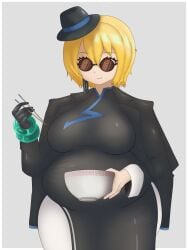 1girls bbw chubby chubby_female cinq_association_(identity)_(project_moon) don_quixote_(limbus_company) eating fat_fetish female hat limbus_company project_moon thecorrupteddude weight_gain yellow_hair