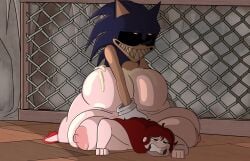 1boy 1girls ambiguous_penetration ass ass_focus auburn_hair cheating cheating_(relationship) cheating_female cheating_girlfriend cum_on_ass cumflation female friday_night_funkin friday_night_funkin_mod girlfriend_(friday_night_funkin) kyle5021 netorare ntr rape sex sonic.exe sonic_(series) sonic_the_hedgehog tagme