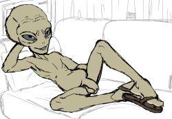 1boy 2025 alien alien_humanoid classic_alien footninja15 genitals hi_res humanoid male male_only paul_(film) paul_(paul) penis sandals solo universal_pictures universal_studios working_title_films