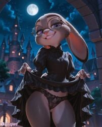 ai_generated cameltoe fur furry glasses high_resolution highres hires judy_hopps lace lace_panties night panties panzglard zootopia zootopia_2