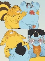 anthro_on_anthro anthro_only bara blowjob chubby fat fishmen_(one_piece) furry gay gay_sex jinbe male male/male male_only minkmen_(one_piece) nekomamushi one_piece overweight quanjiang