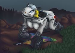 anthro breasts canid canine canis car fiepland hi_res inanimate_transformation mammal medium_truck milk motor_vehicle public sarah_(disambiguation) solo transformation truck van vehicle vehicle_transformation wolf