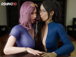 1boy 2girls 3d 4:3 big_breasts big_penis black_hair blender blender_cycles breasts cleavage collaborative_fellatio cosplay crossover crossover_cosplay dark-skinned_male dark_skin fallout fellatio female glasses halloween huge_cock interracial kei_(ryuu_ga_gotoku) kissing_penis kson_onair large_breasts large_penis looking_at_viewer male massive_penis multiple_females multiple_girls nico_robin_(cosplay) nipple_slip one_piece oral oshino3d penis pink_hair ponytail ryuu_ga_gotoku seong-hui straight sunglasses sunglasses_on_head trick_or_treat vault_dweller_(cosplay) vault_suit