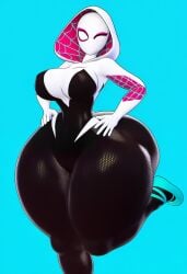 3d 3d_model ai_generated ass booty breasts cleavage costume fat_ass fat_thighs gigantic_ass gigantic_hips gigantic_thighs gwen_stacy gwen_stacy_(spider-verse) hips huge_ass huge_boobs huge_breasts hyper_ass hyper_thighs large_boobs large_breasts leg_up lubbasdump marvel spider-gwen spider-man:_into_the_spider-verse superhero thick_ass thick_thighs thighs