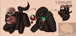 anus backsack black_fur breasts die_of_death_(roblox) drool female female_pursuer_(die_of_death) fluffy furry green_cock green_eyes green_teeth impregnation jake_the_dog knot knotted_penis lactation mating_season moaning ontop orange_eyes orange_nipples orange_pussy orange_teeth ovum ovum_meets_sperm penis pounding pregnant pregnant_female prone_bone purring pursuer_(die_of_death) pussy simple_background smile uterus