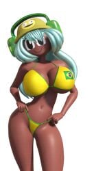 1girls 3d 3d_(artwork) 3d_animation accurate_art_style accurate_body_type animated animated_gif ass big_ass big_breasts big_thighs bikini bouncing_breasts brazil brazilian_flag breasts cyan_hair dark-skinned_female dark_breasts dark_skin dolly_dimpley female hat headphones jiggle jiggling_breasts looking_at_viewer loop looping_animation smile smiling smiling_at_viewer smiling_friends smiling_friends_self_inserts solo solo_female thick_thighs thighs transparent_background wyerframez yellow_bikini yellow_swimsuit