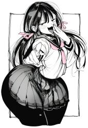 ai_assisted ai_generated brat bratty huge_ass oc pointing pointing_at_viewer shortstack shuya_(artist) smug tease teasing teasing_viewer thick_thighs wide_hips