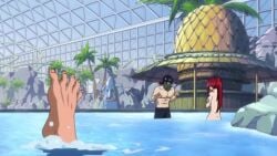 1boy 1boy1girl 1girls 2d accidental_exposure animated arm_tattoo ass blue-haired_male blue_hair blue_tattoo breast_grab breast_squeeze breasts brown_hair erza_scarlet fairy_tail fairy_tail_mark female groping jellal_fernandes large_breasts lewd_edit male mask masked_male nipples nude nude_female nude_filter ponytail pool public public_exposure public_nudity red-haired_female red_hair s10collage tagme tattoo video water