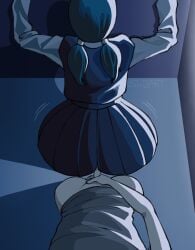 1boy 1girls 2d against_wall ass ass_body assjob big_ass big_butt big_thighs bottomless_male bubble_ass bubble_butt buttjob buttjob_over_clothes chainsaw_man clothed_assjob clothed_buttjob clothed_female covered_buttjob curvaceous curvaceous_female curvy curvy_female curvy_figure denji_(chainsaw_man) female fucked_through_clothes fucked_through_skirt hand_on_penis hips holding_penis light_skin male male_pov mitaka_asa motion_lines partially_clothed penis penis_between_ass pov small_penis small_penis_adoration srjrgart standing standing_sex tagme thick_ass thick_butt thick_thighs thighs twintails voluptuous voluptuous_female wide_hips