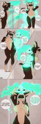 2025 2girls absurd_res anami_chan anthro areola bathing bathroom big_breasts black_nose bodily_fluids body_control body_takeover breast_play breast_squish breasts canid canine canis collar comic digital_drawing_(artwork) digital_media_(artwork) digital_painting_(artwork) dobermann domestic_dog drooling duo ectoplasm english_dialogue english_text enlarged_breasts eyelashes female female/female fur genitals ghost glistening glistening_body hair happy hi_res huge_breasts humanoid_genitalia impersonation light mammal mind_control multicolored_body multicolored_fur nipples nude painting_(artwork) pink_areola pinscher possession saliva solo spirit squish stacy_mordy_(anami_chan) teeth text touching_chest transformation water wet