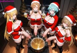 absurd_res ai_generated breasts christmas christmas_clothing christmas_outfit cleavage curvy curvy_figure dickgirl dickgirl/female female futa_only futadom futanari hand_on_hips high_resolution highres huge_balls huge_cock large_breasts leafa lewdcreationsfuta looking_down mature mature_female mature_woman multiple_futa multiple_girls peeing peeing_in_cup peeing_on_another peeing_on_floor peeing_on_viewer peeing_together penis penis_out precum precum_drip precum_on_penis precum_string santa_costume santa_hat sexually_suggestive silica sinon smug sword_art_online tagme thick thick_legs thick_thighs thighhighs thighs urine veiny veiny_penis yuuki_asuna