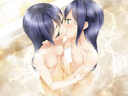 aida_takanobu bathing fingering game_cg kimishima_ai kimishima_aya nipples nude sono_hanabira_ni_kuchizuke_wo wet yuri