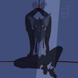 anthro bat cum dark_room dispatch_(game) erection male male_only microbat penis sonar_(dispatch) tied_up vampire_bat