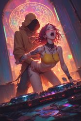 ai_generated cultist dj dj_equipment female musical_instrument rape raped_female turntable turntable_(decks)