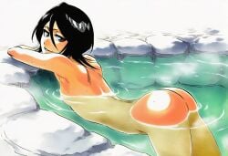 1girls accurate_art_style accurate_body_type ai-created ai_art ai_generated arched_back armpit ass ass_focus back bare_arms bare_ass bare_back bare_breasts bare_shoulders bathing bent_over big_ass black_hair bleach breasts cel_shading completely_nude completely_nude_female female female_focus female_only full_color gnomro hair_between_eyes head_turned high_resolution highres hot_spring in_water kuchiki_rukia large_ass large_filesize leaning_forward line_art looking_at_viewer manga_style nude nude_female onsen outdoors parted_lips partially_submerged prone_position purple_eyes relaxing ripples rock shiny_hair short_hair shoulder_length_hair side_view sideboob small_breasts smile solo solo_female solo_focus steam steam_clouds stone tite_kubo_style v-shaped_eyebrows water wet wet_body wet_skin widescreen