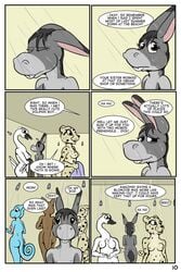 anthro avian bird breasts chameleon cheetah comic donkey equine feline female flat_chested jennifer_(study_partners) kangaroo lizard locker_room mammal marsupial nipples nude reptile scalie shower study_partners swan tammy_(study_partners) te young