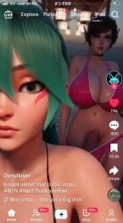 3d ai_assisted ai_generated bikini bulge d.va futanari intersex kiriko_(overwatch) livestream mp4 overwatch selfie smirk tagme tiktok video walking worried