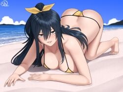 1girls ass barefoot beach bikini bikini_bottom bikini_bottom_only bikini_only bikini_top bikini_top_only blue-haired_female blue_hair boobs breasts butt edens_zero feet female female_only female_solo homura_kogetsu ocean ponytail rocky-ace sea seaside soles solo solo_female solo_only swimsuit swimwear toes