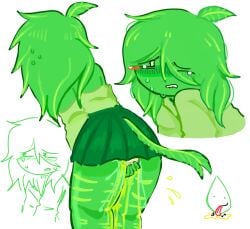 accident accidental_circumstance animate_inanimate battle_for_dream_island bfdi clothed embarrassed embarrassed_female female gijinka humanized leafy_(bfdi) object_show object_shows omorashi osc pee_desperation peeing peeing_self peeing_through_clothing peeing_through_panties piss piss_kink ricky.jpg semi-humanized tagme