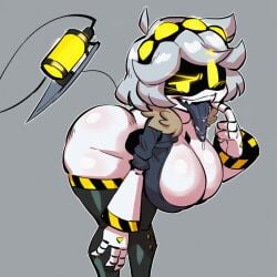 1girls ai_generated breasts bursting_breasts clothing female female_only full_body huge_ass huge_breasts kimmythefem limp_arms murder_drones saliva saliva_trail seductive sharp_nails sharp_teeth solo thick_thighs tounge_out v_(murder_drones) voluptuous_female wide_hips