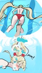 air_bubbles bikini_bottom blonde_hair marima666_(artist) pushed underwater water