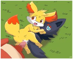 1boy 2015 2girls alternate_color anthro anus ass bisexual black_fur blue_eyes canine cum cum_in_pussy cum_inside fangs feet female fennekin fox fur furret furry giver_pov grass grey_fur group group_sex interspecies looking_at_viewer male male_pov nintendo nude on_back on_top open_mouth outdoors outside paws penis pichu90 pink_penis pokémon_(species) pokemon pokemon_(species) pokemon_bw pokemon_gsc pokemon_xy pov pussy red_eyes red_fur size_difference tail teeth threesome tongue tribadism_on_penis video_games white_border yellow_fur zorua