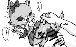 black_and_white blush censored clitoris clothing cum cum_in_pussy cum_inside cum_on_leg cute disembodied_hand disembodied_penis feline female garnet_(jewelpet) human ineffective_censorship japanese_text jewelpet jewelpet_(species) male mammal monochrome penis pussy ribbons sanrio school_uniform sega sega_toys size_difference skirt spread_legs spreading straight text translation_request uniform unknown_artist