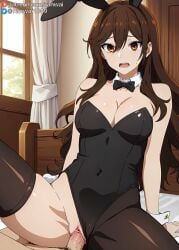 ai_generated anime brown_eyes brown_hair bunny_girl bunnysuit cowgirl_position hori_kyouko horimiya large_breasts ranwai sex stable_diffusion vaginal_penetration vaginal_sex