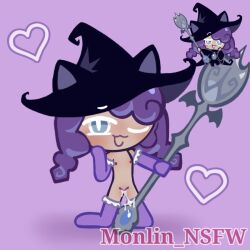 :3d ;3d anthro bodily_fluids clothing cookie cookie_run cum dancing domestic_cat felid feline felis female food genital_fluids hat headgear headwear heart_symbol legwear magic_user mammal monlin pole pole_dancing seductive solo staff stockings wink winking_at_viewer witch witch_hat witchberry_cookie