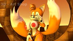 2017 3d anthro areola big_breasts breasts burstingseas canine erect_nipples eyewear female fox furry glasses huge_breasts mammal nipples panties pussy rule_63 solo sonic_(series) spiderman123 tails tailsko topless underwear