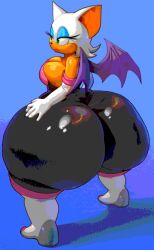 1girls ass_focus cleavage gigantic_ass huge_ass huge_breasts large_breasts rouge_the_bat skindentation solo sonic_(series)