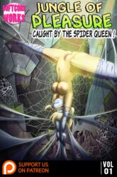 1girls blonde_female bondage breasts cave comic cover_page elf english_text female jungle molestation monster_girl nude rape softcore_works spider_web splits text upside-down upside-down_splits volume_1 whitekitty