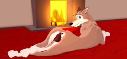 3d aleu anatomically_correct anatomically_correct_pussy animal_genitalia animal_pussy animated anus ass balto_(film) canine canine_pussy female feral fireplace looking_at_viewer looking_back mammal onedirtydog pinup pose pussy seductive tailwag wolf