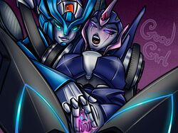 2015 2girls arcee breasts chromia clitoris duo female female/female female_only fingering fingering_partner fingering_pussy looking_at_another moaning multiple_girls pussy pussy_juice robot sockettoem transformers transformers_g1 transformers_idw transformers_prime vaginal_masturbation yuri