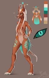 adeloo anthro armpits breasts canine female horn jackal looking_at_viewer mammal model_sheet nipples nude pussy solo wide_hips