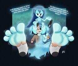 aged_up barefoot fabikatchukoh feet feet_fetish feet_focus feet_on_face foot_expansion foot_fetish genderswap_(mtf) nightmare_waifu silly socks_removed spooky's_house_of_jump_scares spooky_(shojs) transformation twinning weird