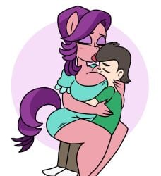 1boy 1girls 1milf age_difference anthro between_breasts big_breasts big_hips blush blush breasts cleavage closed_eyes clothed clothed_female clothed_male clothing cuddling earth_pony equine eyeshadow female female_anthro friendship_is_magic hasbro hips human human_male human_on_anthro interspecies kissing kissing_head larger_female lips lipstick male male/female mare mature mature_female milf mommy mother my_little_pony older older_dom_younger_sub older_female older_woman_and_younger_boy pony romantic romantic_couple size_difference smaller_male smog01 spoiled_rich_(mlp) taller_girl thick_thighs thighs young