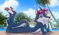 1girls ass beach feet feet_up furry illumination_entertainment legs_up nude porsha_crystal sing_(movie) sing_2_(movie) siroc solo tagme wolf wolf_girl