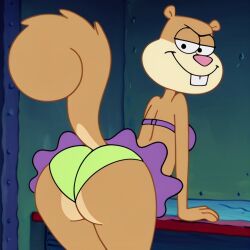 ai_generated ass ass_focus big_ass big_butt female female_focus female_only furry furry_female furry_only furryainudes looking_back nickelodeon presenting_ass sandy_cheeks smiling spongebob_squarepants squirrel squirrel_girl squirrel_tail swimsuit tagme