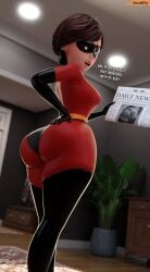 1girls 3d 3d_(artwork) ass big_ass big_thighs bodysuit breasts brown_eyes brown_hair bust busty chest costume curvaceous curvy curvy_figure disney elastigirl eye_mask female female_focus female_only hazel_eyes helen_parr hero heroine hips hourglass_figure huge_ass large_ass legs light-skinned_female light_ski light_skin looking_back mature mature_female milf mother newspaper pixar pixar_mom rear_view slim_waist smitty34 solo superhero superhero_costume superheroine the_incredibles thick thick_hips thick_legs thick_thighs thigh_boots thighs voluptuous voluptuous_female waist wide_hips wide_thighs