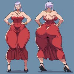 1girls ai_generated big_ass black_clover female female_only high_heels niduscharger noelle_silva purple_eyes red_dress silver_hair solo taller_girl thick_thighs twintails wide_hips