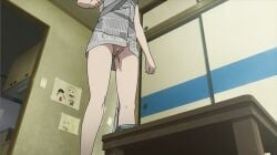 improvised_clothing ineffective_clothing newspaper nude_edit partially_clothed pussy third-party_edit tokyo_esp urushiba_rinka white_hair