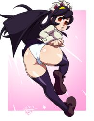 ass cameltoe dynamo-x exposed female filia_(skullgirls) panties samson_(skullgirls) skirt_lift skullgirls thick_thighs underwear upskirt white_panties