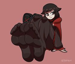 big_feet black_legwear feet foot_fetish foot_focus leggings legwear musky_feet nylons reathroch red_highlights red_nails ruby_rose rwby shy steamy_feet sweaty_feet thighs toes upskirt