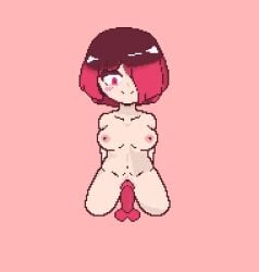 bete_noire betty_noire breasts breasts brown_hair didldo glitchtale naked red_dildo red_eyes red_hair