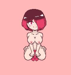 bete_noire betty_noire breasts brown_hair dildo glitchtale naked red_dildo red_eyes red_hair